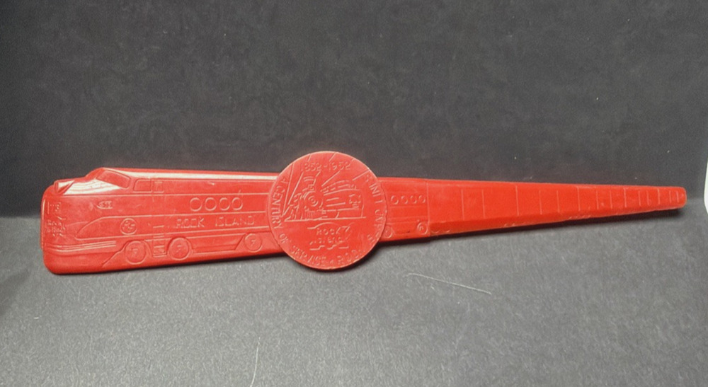 Vintage Rock Island Lines Letter Opener Century Of Service Train Red 1852 1952